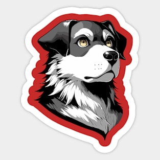 Stunning and Cool Danish-Swedish Farmdog Monochrome and Gold Portrait for Father's Day Sticker